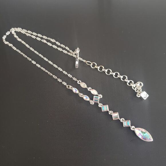 Givenchy Aurora Borealis Necklace Silver Plate Lariat Style Signed - Picture 8 of 12